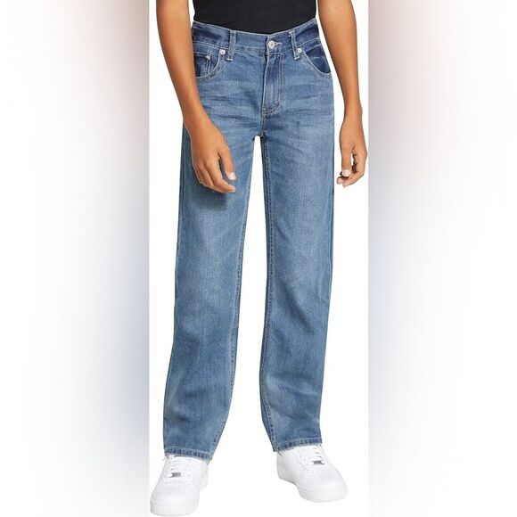 Levi's 505 Boys Regular Straight Leg Loose Fit Medium Wash Denim Jeans Size 12 - Picture 1 of 7